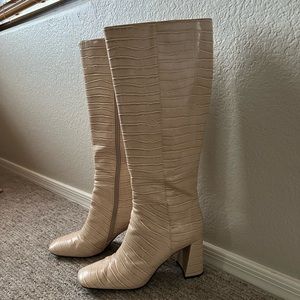 Patti knee high boots in cream
